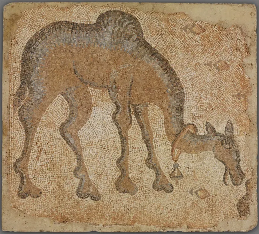 Mosaic Fragment with Grazing Camel, Byzantine; Eastern Mediterranean, probably Syria