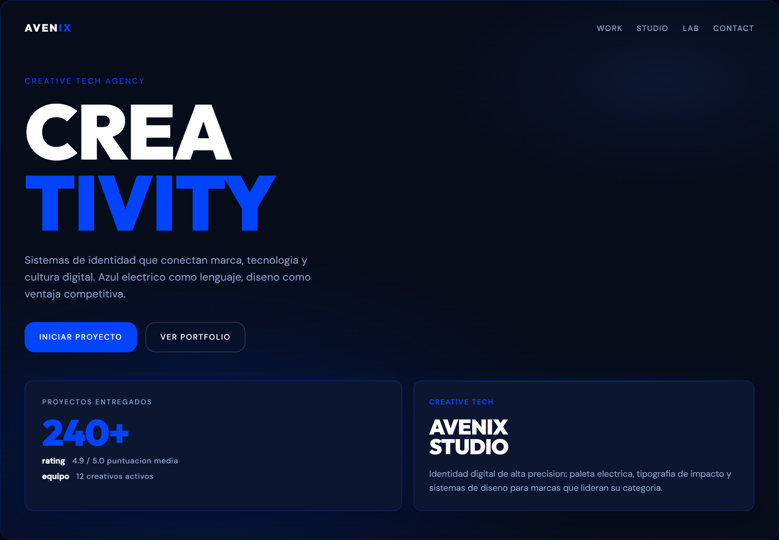 Hero del style guide AVENIX