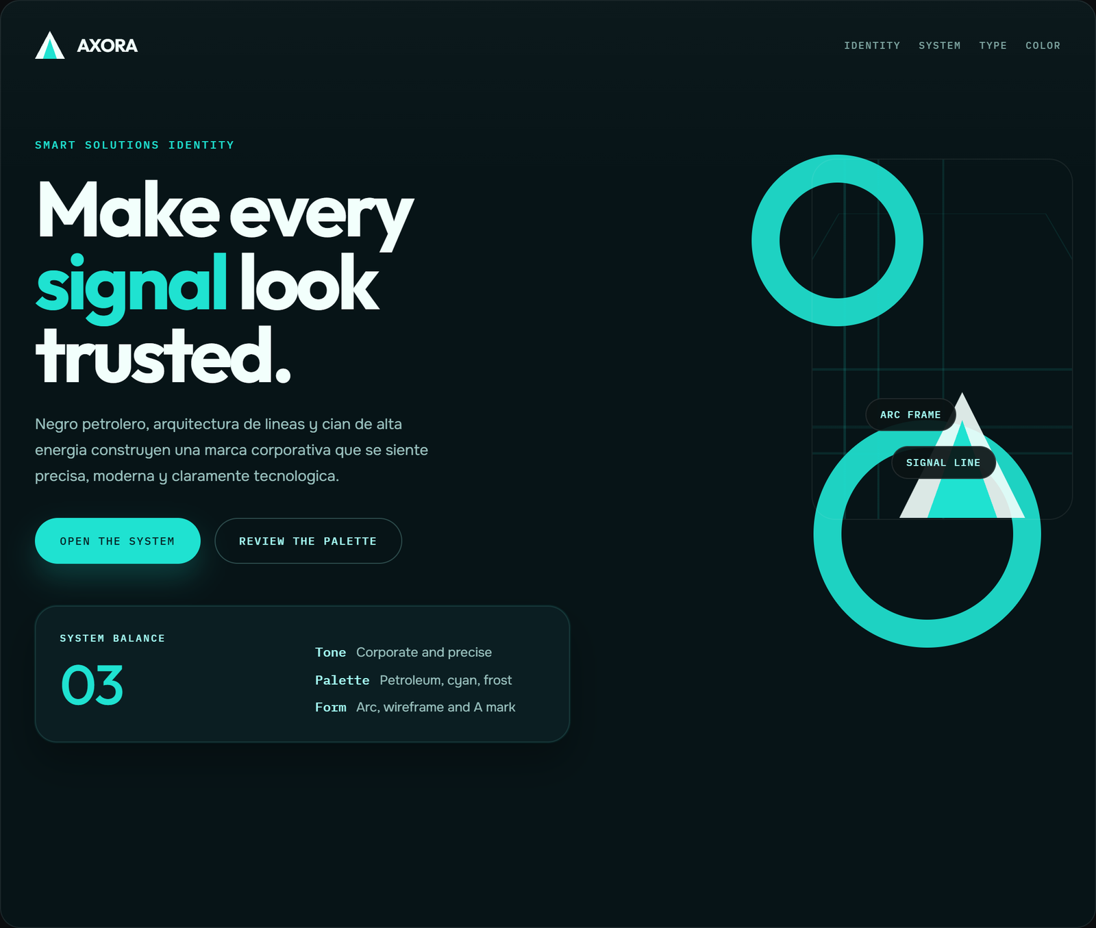 Hero del style guide AXORA Brand Identity