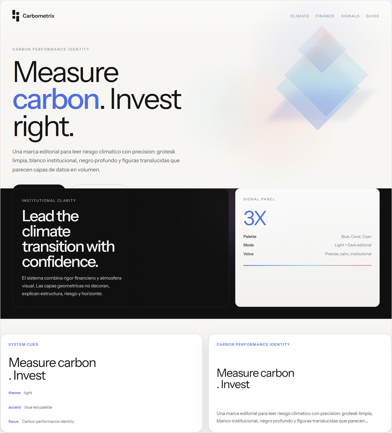 Hero del style guide Carbometrix Brand Guidelines
