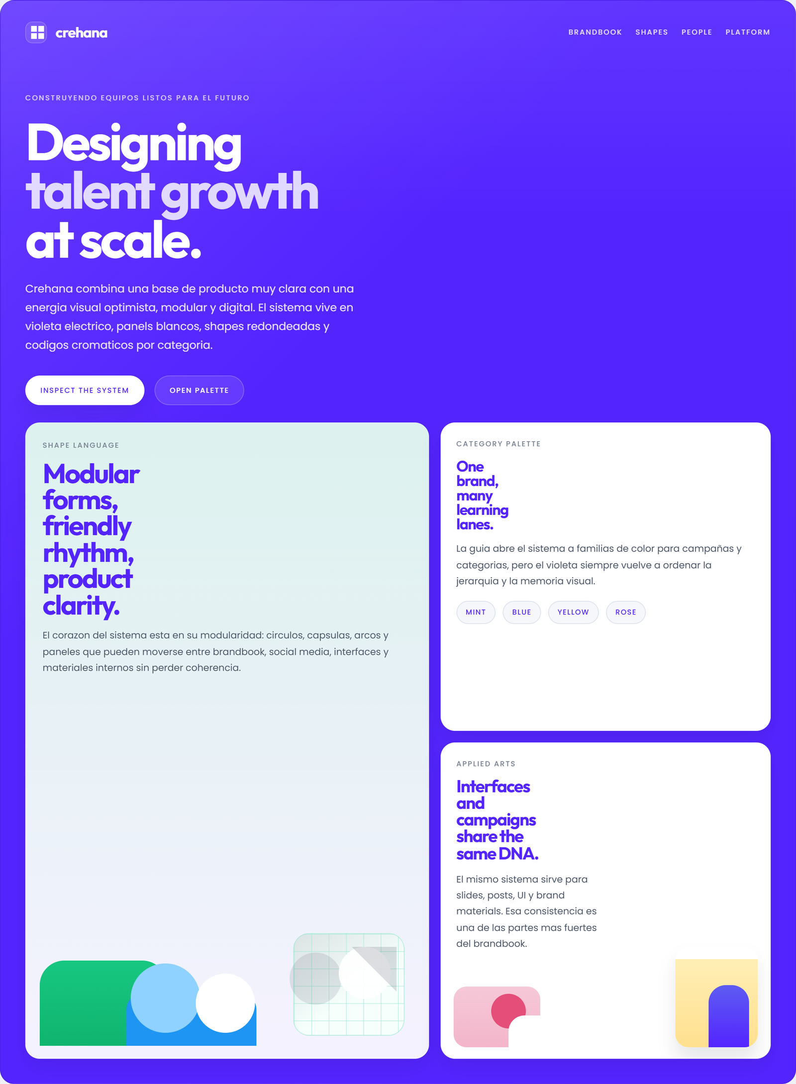 Hero del style guide Crehana Brandbook