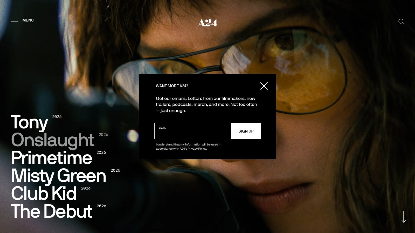 Hero del style guide A24